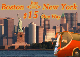 Boston to New York Bus $15